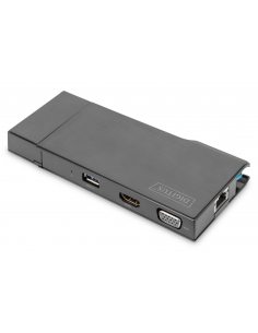 Stacja dokująca DIGITUS USB Typ A 7-portów, 4K 30Hz, HDMI, VGA, 2x USB 3.0, SD microSD, RJ45