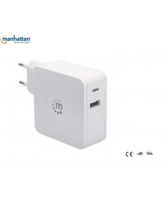 Zasilacz sieciowy Manhattan Power Delivery 230V USB-C, 45W USB-A 5V, biały