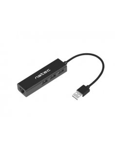 Hub USB Natec 3x USB 2.0 + RJ45 Dragonfly czarny