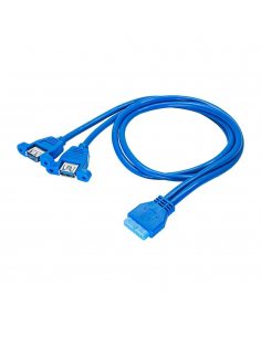 Kabel adapter Akyga AK-CA-62 2x USB A 3.0 A (F) / USB 19 pin (F) 0,65m