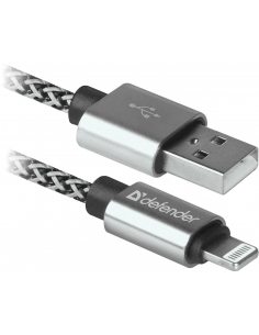 Kabel USB Defender USB-LIGHTNING 1m 2,1A biało-czarny