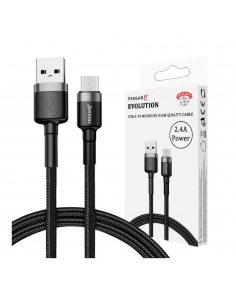 Kabel USB 3.0 Feegar Evolution FEE-01902 USB-A – microUSB-B nylonowy QC 3.0 1m czarno-szary