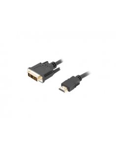 Kabel adapter Lanberg HDMI(M) - DVI-D(M)(18+1) 0,5m Single Link pozłacane styki czarny