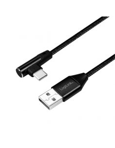 Kabel USB 2.0 LogiLink CU0138 USB A - USB-C, M/M, kątowy, czarny, 1m