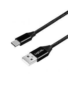 Kabel USB 2.0 LogiLink CU0139 USB A - USB-C, M/M, czarny, 0,3m