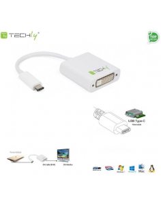 Adapter Techly USB31-DVI USB-C 3.1 na DVI M/Ż, biały 0,15m IADAP