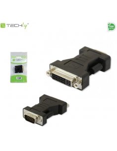 Adapter Techly DVI-9100 DVI na VGA Ż/M, czarny IADAP