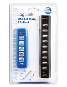 Hub USB LogiLink UA0096 10xUSB 2.0 aktywny czarny