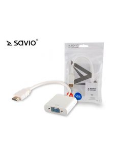 Kabel adapter Savio CL-27/B HDMI - VGA biały