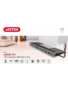 Replikator portów Unitek D1022A - 11w1 replikator USB TypC to ALL