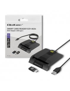 Czytnik kart chipowych ID Qoltec SCR-0634 | USB 2.0 + adapter USB-C