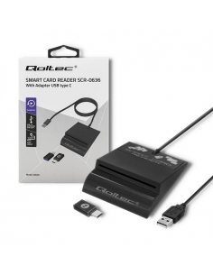 Czytnik kart chipowych ID Qoltec SCR-0636 | USB 2.0 + adapter USB-C