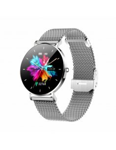 Smartwatch zegarek damski męski Manta Alexa srebrny plus czarny pasek