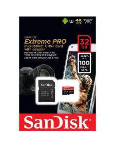 Karta pamięci MicroSDHC SanDisk Extreme Pro 32GB 100/90 MB/s A1 Class 10 V30 UHS-I U3 + adapter