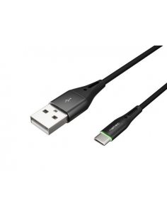 Kabel USB 2.0 Type-C(M) - AM 1m oplot czarny led Natec Prati