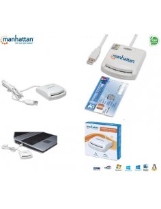 Czytnik kart Manhattan USB 1.1, Smart Card, biały