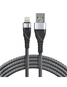 Kabel przewód pleciony USB - Lightning / iPhone everActive CBB-2IG 200cm z obsługą szybkiego ładowania do 2,4A szary