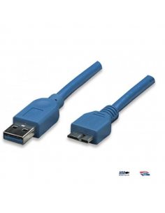 Kabel USB Techly USB 3.0 Super Speed, A-męski, Micro B-męski, 0,5m, niebieski ICOC