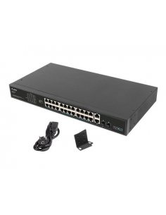 Switch niezarządzalny Lanberg 24x 100Mb PoE+/2x Combo Rack 19" Gigabit Ethernet 360W