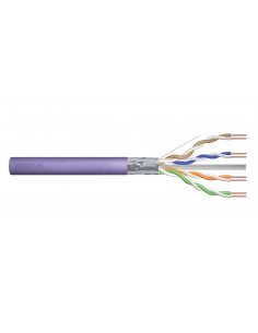 Kabel teleinformatyczny instalacyjny DIGITUS kat.6, F/UTP, Dca, drut, AWG 23/1, LSOH, 50m, fioletowy, ofoliowany