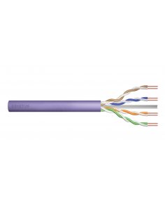 Kabel teleinformatyczny instalacyjny DIGITUS kat.6, U/UTP, Dca, drut, AWG 23/1, LSOH, 50m, fioletowy, ofoliowany