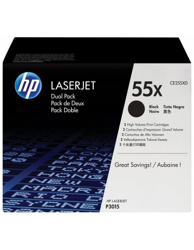 HP 55X zestaw 2 oryginalnych wkładów z czarnym tonerem LaserJet XL