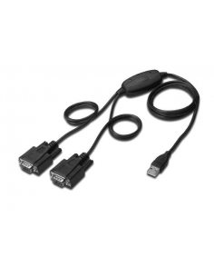 Konwerter/Adapter USB 2.0 do 2x RS232 (DB9) z kablem USB A M/Ż dł. 1,5m