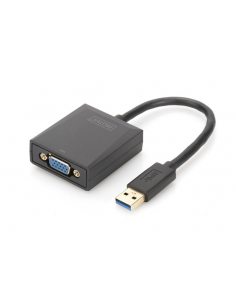 Adapter graficzny VGA 1080p FHD na USB 3.0, aluminiowy, czarny