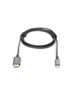 Kabel adapter HDMI 4K 30Hz na USB Typ C 3.1 metalowa obudowa HQ czarny 1.8m