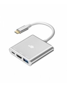 Adapter HUB USB C 3w1 - HDMI, USB, PD srebrny