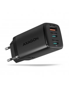 ACU-DPQ65 Ładowarka sieciowa, GaN 65W, 3x port (USB-A + dual USB-C), PD3.0/QC4+/PPS/Apple, czarna