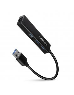 HMA-GL3A Wieloportowy hub 3x USB-A + GLAN, USB3.2 Gen 1, metalowy, 20cm USB-A kabel