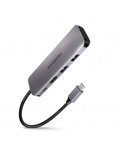 HMC-5 Wieloportowy hub 2x USB-A, HDMI, SD/microSD, USB 3.2 Gen 1, PD 100W, 20cm USB-C kabel