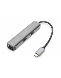 Stacja dokująca USB-C, 5 portów 4K 30Hz HDMI 3x USB3.0 RJ45 srebrna