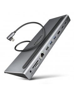 HMC-4KX3 Wieloportowy hub USB 5Gbps, 3x USB-A, 2x HDMI + DP + GLAN + SD/microSD + audio, PD 100W