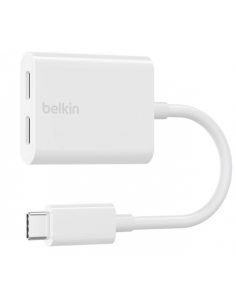 Adapter Dual USB-C Audio + Charge Rockstar białe