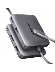 HMC-5HL Wieloportowy hub 2x USB-A, 4K HDMI, GLAN, USB 3.2 Gen 1, PD 100W, 15cm USB-C kabel