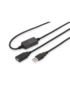 Kabel przedłużający USB 2.0 HighSpeed Typ USB A/USB A M/Ż aktywny, czarny 10m