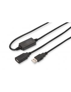 Kabel przedłużający USB 2.0 HighSpeed Typ USB A/USB A M/Ż aktywny, czarny 15m