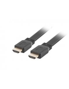 Kabel HDMI-HDMI v2.0 1.8m czarny płaski 4K 60Hz, pełna miedź