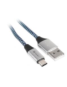 Kabel USB 2.0 Type-C A męski - C męski 1,0m czarno-niebieski