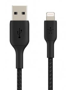 Kabel Braided USB- Lightning 15cm czarny