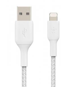 Kabel Braided USB- Lightning 15cm biały