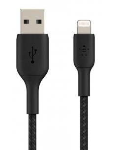 Kabel Braided USB- Lightning 1m czarny