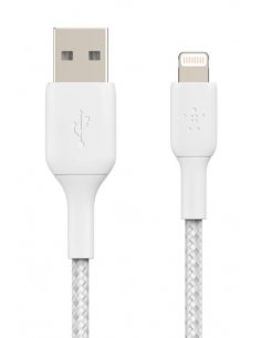 Kabel Braided USB- Lightning 1m biały