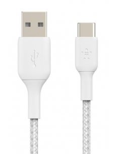 Kabel Braided USB-C USB-A 15cm biały