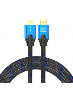 Kabel HDMI (M) v2.1, 3m, 8K, miedź, niebiesko-czarny, złote końcówki, ethernet/3D, CL-143