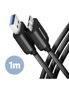 BUMM3-AM10AB Kabel Micro-B USB USB-A 3.2 Gen 1, 1m, 3A, ALU, PVC Czarny