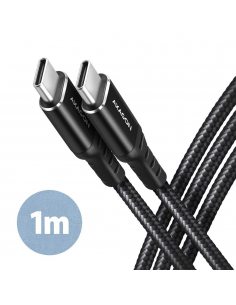 BUCM-CM10AB Kabel USB-C - USB-C 2.0, 1m, PD 60W, 3A, ALU, oplot Czarny