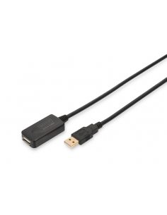 Przedłużacz/Extender USB 2.0 HighSpeed Typ USB A/USB A M/Ż aktywny, czarny 5m